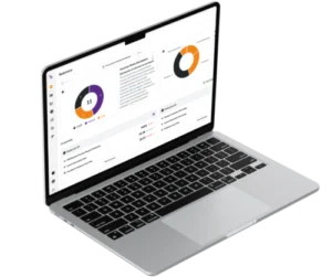 Laptop displaying a dashboard with charts and data, illustrating business value from Oracle Fusion