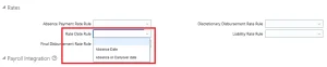 Screenshot of Oracle Cloud Absence Management rate rules configuration