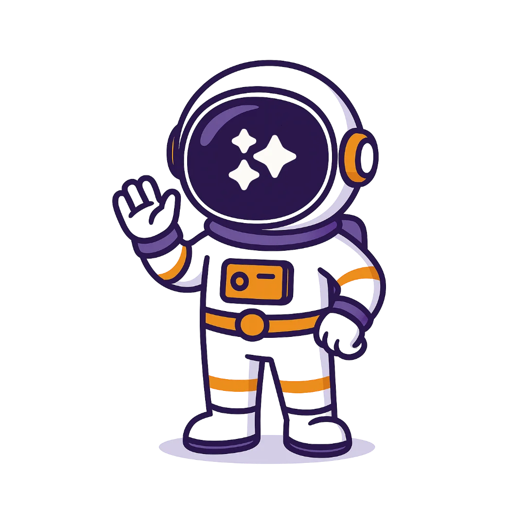 Cartoon astronaut waving, representing Orbri, the smart Oracle Fusion assistant