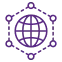 Stylised globe icon within a hexagonal network, representing application services