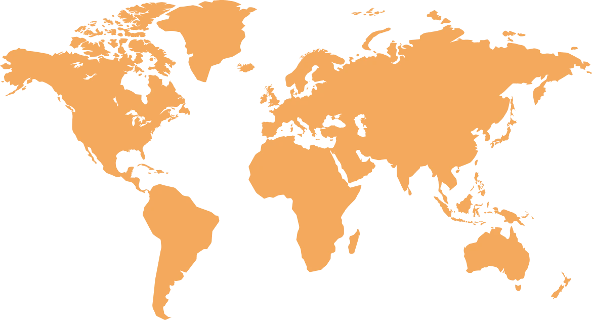 Stylised map of the world, showing Orbrick's global reach