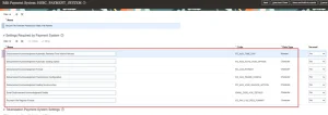 Oracle Fusion Payment System settings screen showing ISO 20022 acknowledgement options